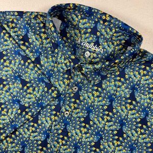 Chubbies Men’s XL The Fan Out Peacock Print Performance Polo